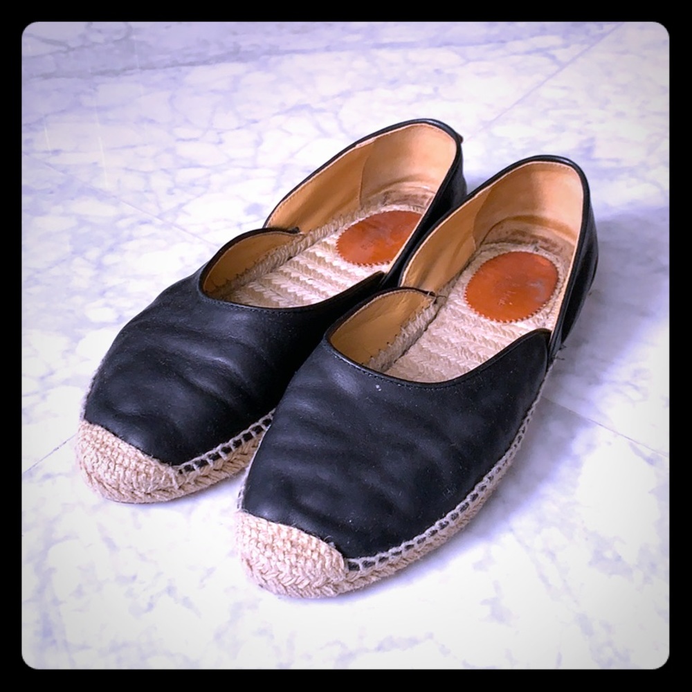 Rag & Bone Georgie leather Espadrille flat black